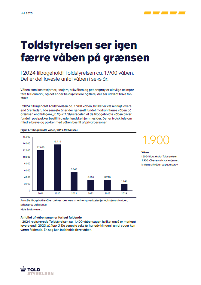 Forside på publikation om våben i 2024
